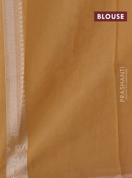 Banarasi silk cotton saree sandal with allover thread & zari woven brocade weaves and thread & zari woven border