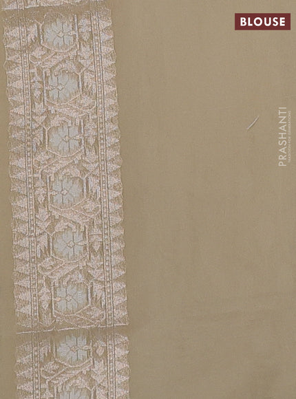 Banarasi silk cotton saree beige with allover thread & zari woven brocade weaves and thread & zari woven border