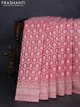 Banarasi silk cotton saree with allover thread & zari woven brocade weaves and thread & zari woven border