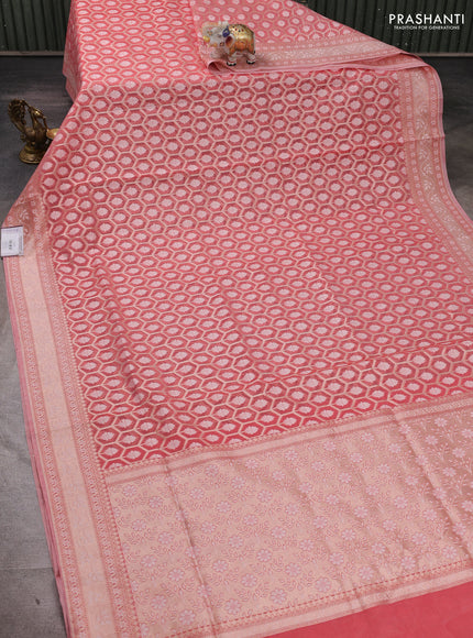 Banarasi silk cotton saree with allover thread & zari woven brocade weaves and thread & zari woven border