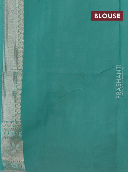 Banarasi silk cotton saree teal green with allover thread & zari woven brocade weaves and thread & zari woven border