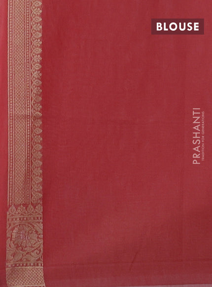 Banarasi silk cotton saree peach pink with allover thread & zari woven buttas and thread & zari woven border