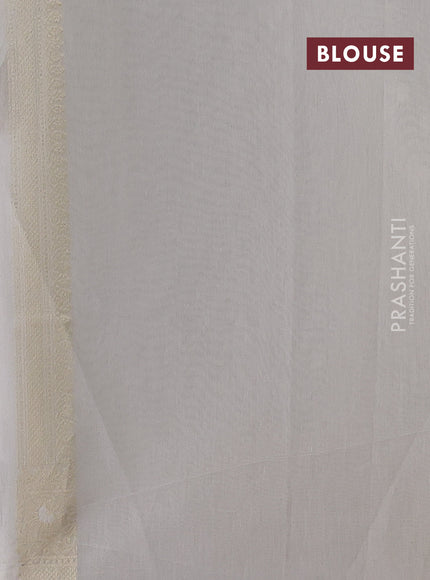 Banarasi silk cotton saree off white with allover thread & zari woven buttas and thread & zari woven border