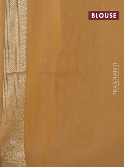 Banarasi silk cotton saree sandal with allover thread & zari woven buttas and thread & zari woven border
