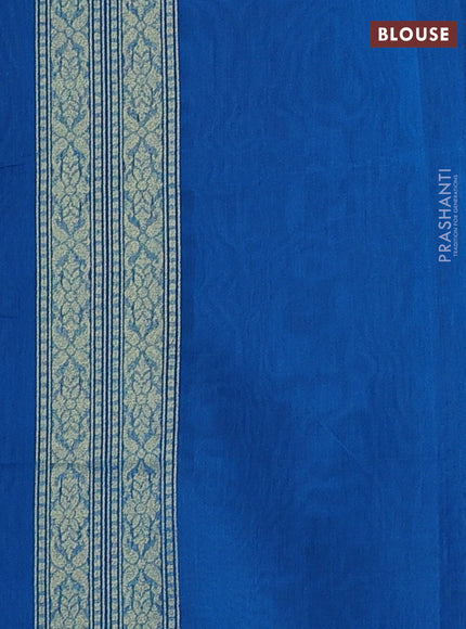 Banarasi silk cotton saree peacock blue with allover thread & zari woven brocade weaves and thread & zari woven border