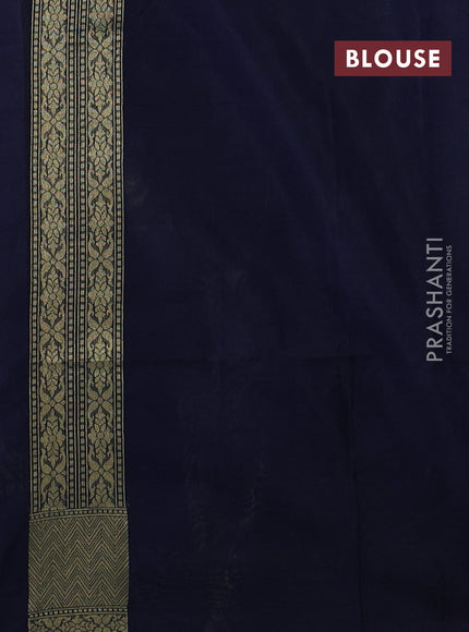 Banarasi silk cotton saree navy blue with allover thread & zari woven brocade weaves and thread & zari woven border