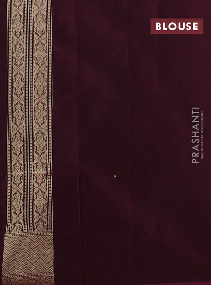 Banarasi silk cotton saree deep wine with allover thread & zari woven brocade weaves and thread & zari woven border