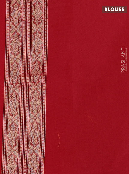 Banarasi silk cotton saree red with allover thread & zari woven brocade weaves and thread & zari woven border