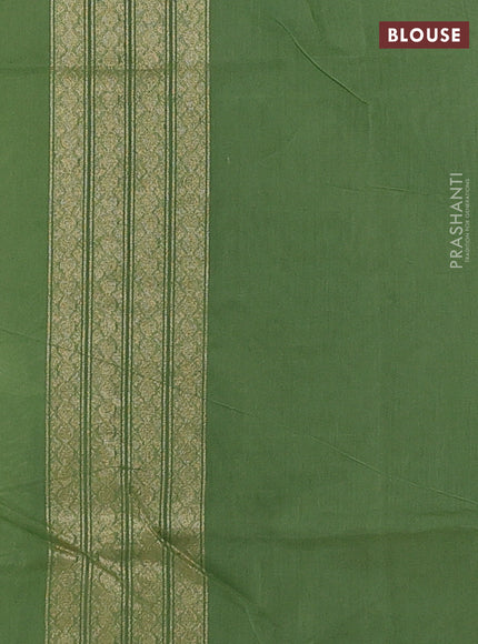 Banarasi silk cotton saree light green with allover silver & gold zari woven brocade weaves and zari woven border