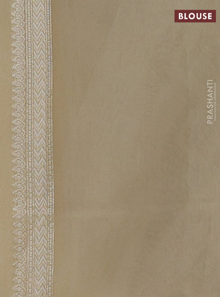 Banarasi silk cotton saree beige with allover thread & zari woven brocade weaves and thread & zari woven border