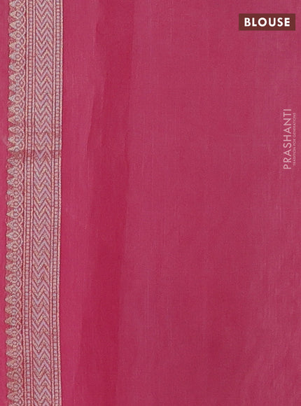 Banarasi silk cotton saree pink with allover thread & zari woven brocade weaves and thread & zari woven border