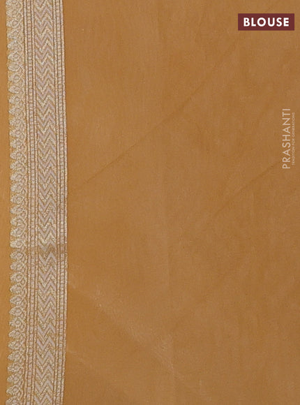 Banarasi silk cotton saree sandal with allover thread & zari woven brocade weaves and thread & zari woven border