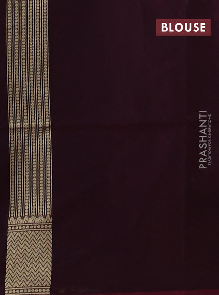 Banarasi silk cotton saree deep maroon with allover thread & zari woven brocade weaves and temple design zari woven border