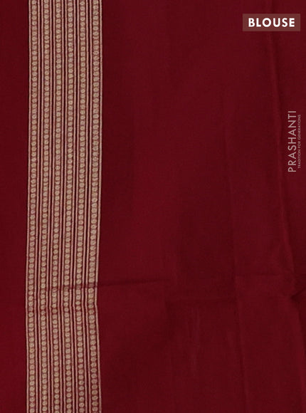 Banarasi silk cotton saree maroon with allover thread & zari woven brocade weaves and temple design zari woven border