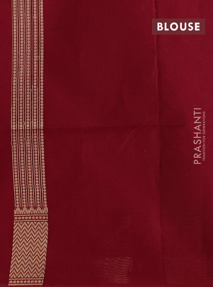 Banarasi silk cotton saree maroon with allover thread & zari woven brocade weaves and temple design zari woven border