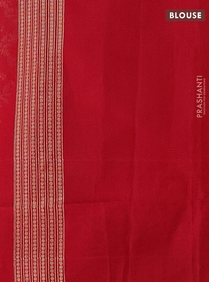 Banarasi silk cotton saree red with allover thread & zari woven brocade weaves and temple design zari woven border