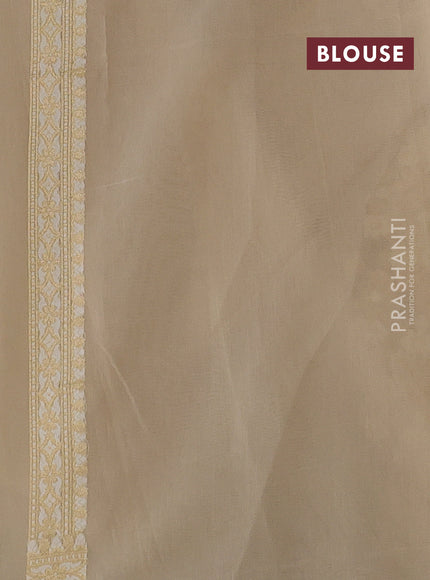 Banarasi silk cotton saree beige with allover thread & zari woven brocade weaves and zari woven border