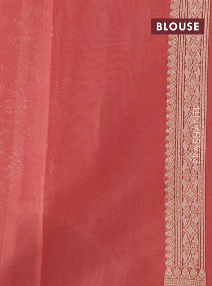 Banarasi silk cotton saree peach shade with allover thread & zari woven brocade weaves and zari woven border