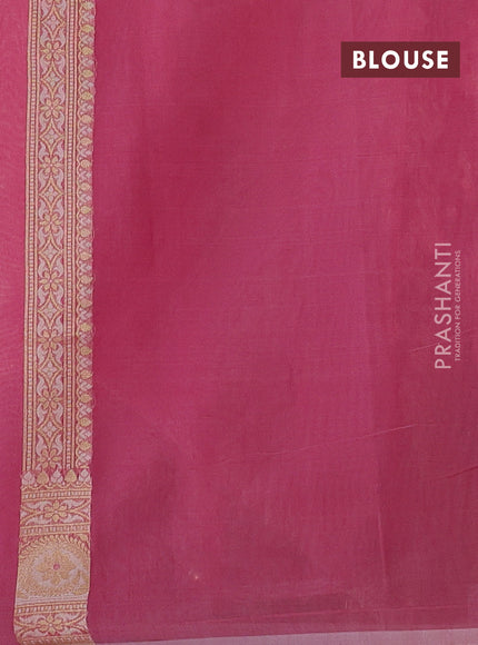 Banarasi silk cotton saree light pink with allover thread & zari woven brocade weaves and zari woven border