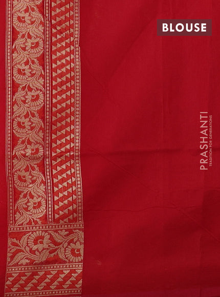 Banarasi silk cotton saree red with allover thread & zari zigzag brocade weaves and thread & zari woven border