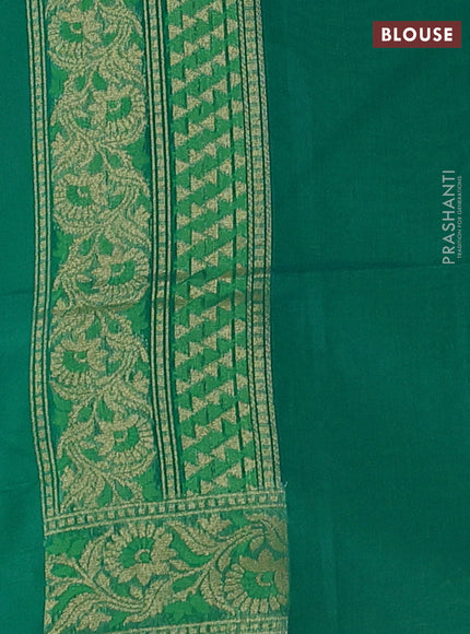 Banarasi silk cotton saree green with allover thread & zari zigzag brocade weaves and thread & zari woven border