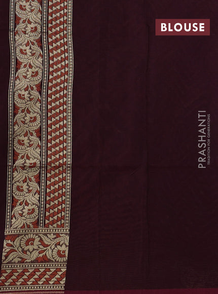 Banarasi silk cotton saree deep maroon with allover thread & zari zigzag brocade weaves and thread & zari woven border