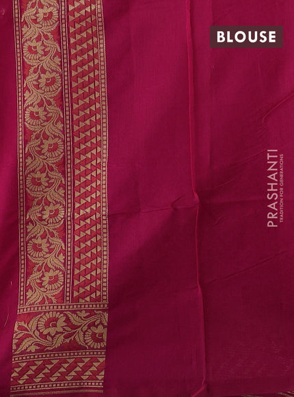 Banarasi silk cotton saree pink with allover thread & zari zigzag brocade weaves and thread & zari woven border