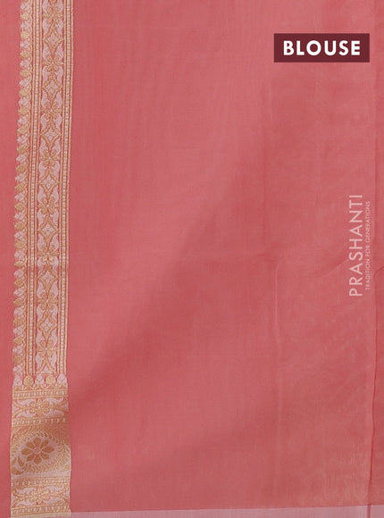 Banarasi silk cotton saree peach shade with allover thread & zari woven brocade weaves and thread & zari woven border
