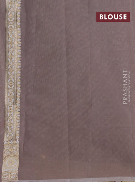 Banarasi silk cotton saree grey with allover thread & zari woven brocade weaves and thread & zari woven border