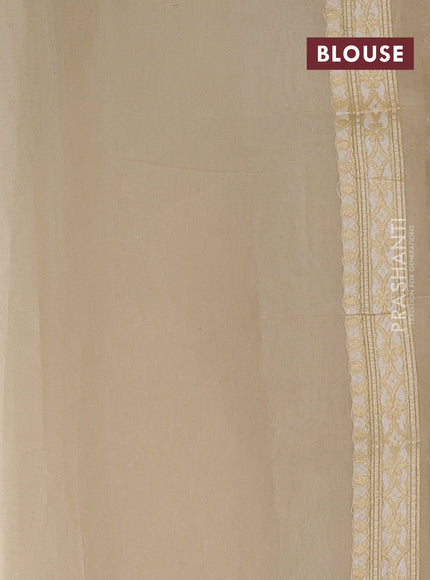 Banarasi silk cotton saree beige with allover thread & zari woven brocade weaves and thread & zari woven border