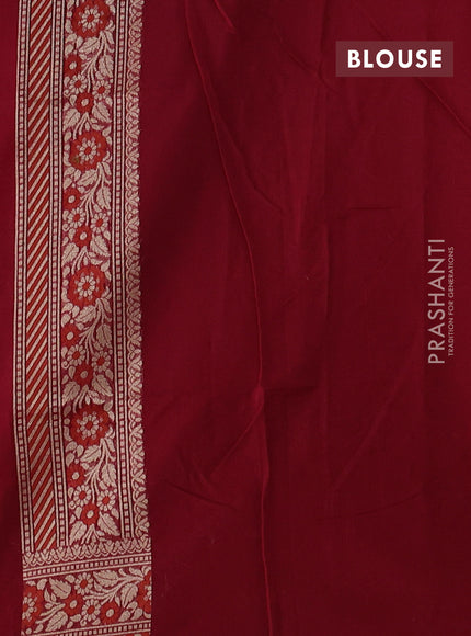 Banarasi silk cotton saree maroon with allover thread & zari woven brocade weaves and thread & zari woven border