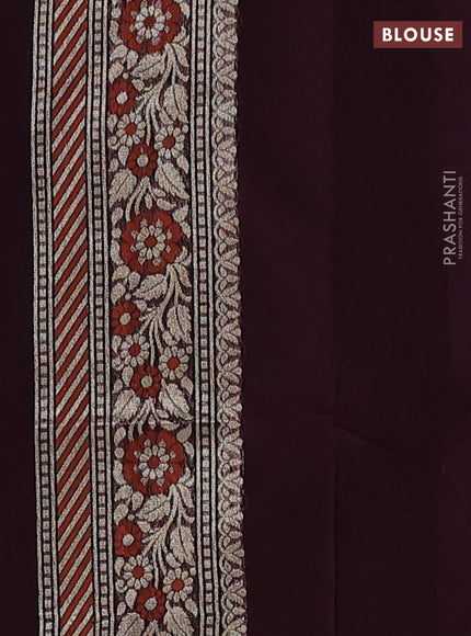 Banarasi silk cotton saree deep maroon with allover thread & zari woven brocade weaves and thread & zari woven border