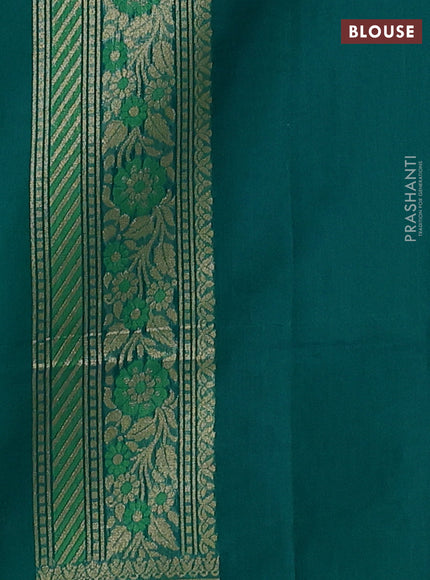 Banarasi silk cotton saree green with allover thread & zari woven brocade weaves and thread & zari woven border