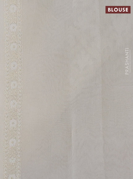 Banarasi silk cotton saree off white with allover thread & zari woven brocade weaves and thread & zari woven border