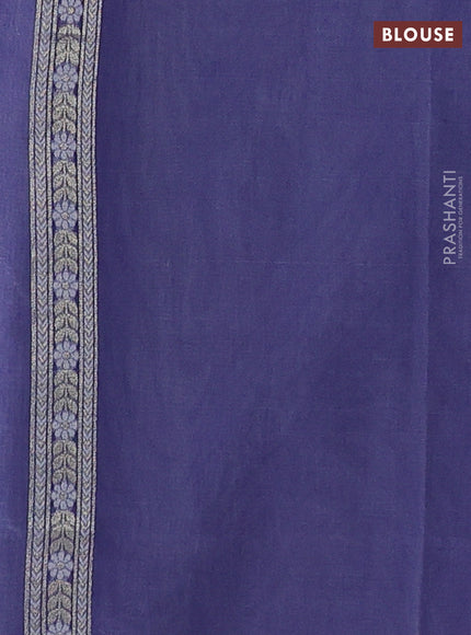 Banarasi silk cotton saree pastel lavender with allover thread & zari woven brocade weaves and thread & zari woven border