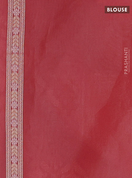 Banarasi silk cotton saree peach shade with allover thread & zari woven brocade weaves and thread & zari woven border