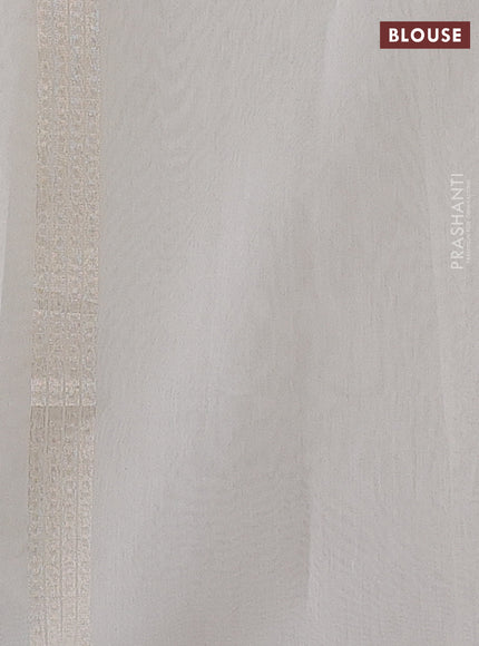 Banarasi silk cotton saree off white with allover zari woven buttas and zari woven border