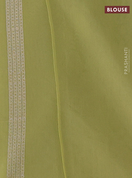 Banarasi silk cotton saree pista green with allover zari woven buttas and zari woven border