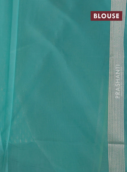 Banarasi silk cotton saree teal green with allover thread & zari woven buttas and thread & zari woven border