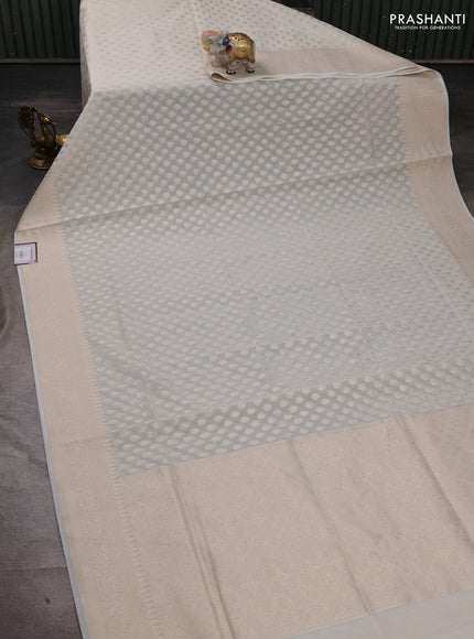 Banarasi silk cotton saree off white with allover thread & zari woven buttas and thread & zari woven border
