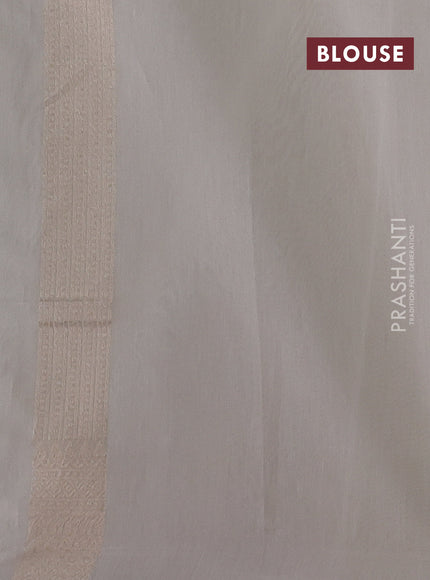 Banarasi silk cotton saree off white with allover thread & zari woven buttas and thread & zari woven border