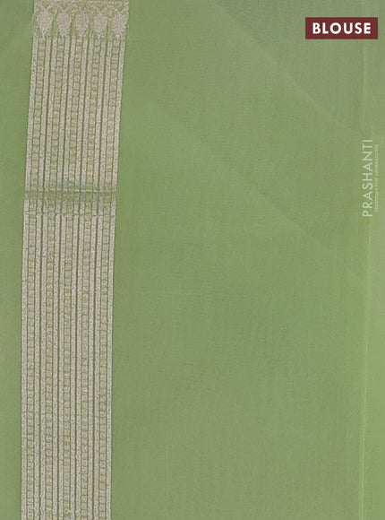 Banarasi silk cotton saree light green with allover thread & zari woven buttas and thread & zari woven border