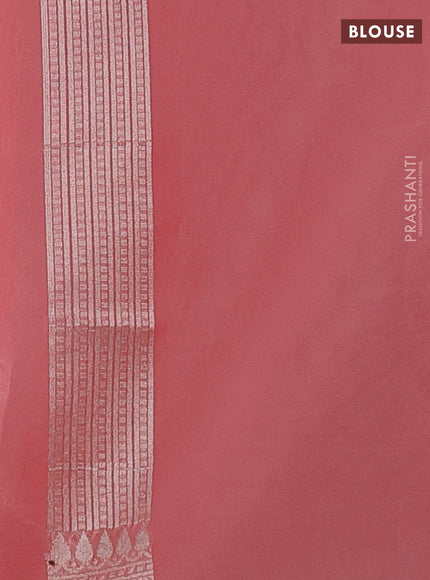 Banarasi silk cotton saree peach shade with allover thread & zari woven buttas and thread & zari woven border