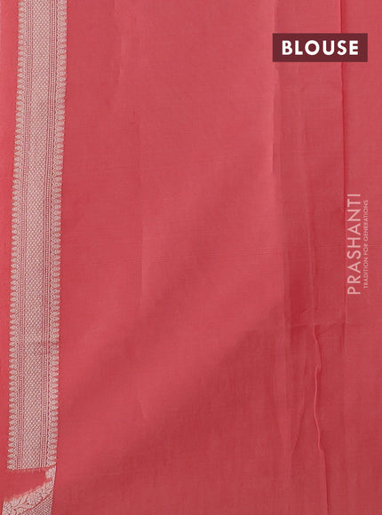 Banarasi silk cotton saree peach shade with allover thread & zari woven buttas and thread & zari woven border