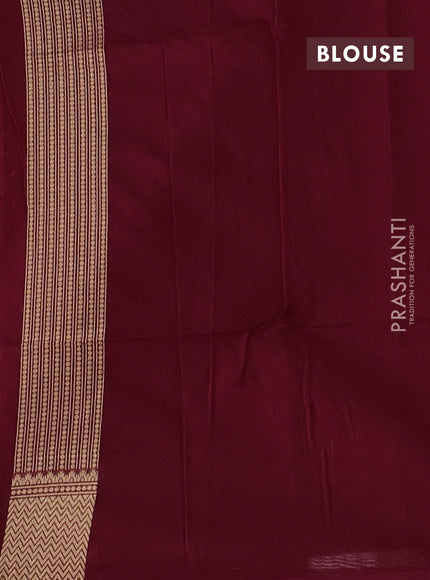 Banarasi silk cotton saree maroon with allover thread & zari woven buttas and temple design zari woven border