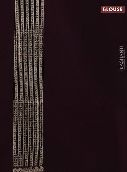 Banarasi silk cotton saree deep maroon with allover thread & zari woven buttas and temple design zari woven border