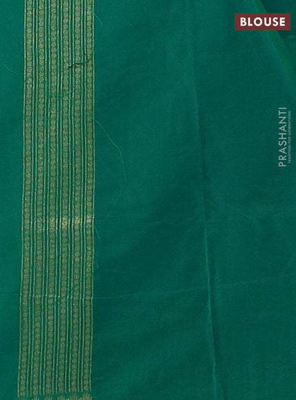 Banarasi silk cotton saree green with allover thread & zari woven buttas and zari woven border