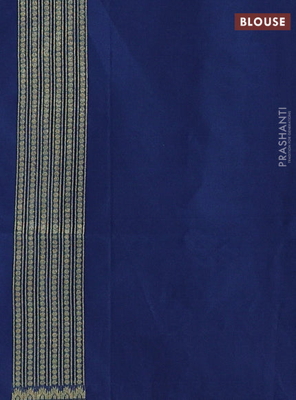 Banarasi silk cotton saree peacock blue with allover thread & zari woven buttas and zari woven border