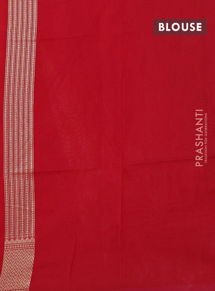 Banarasi silk cotton saree red with allover thread & zari woven buttas and zari woven border