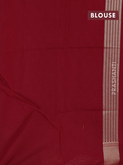 Banarasi silk cotton saree maroon with allover thread & zari woven buttas and zari woven border